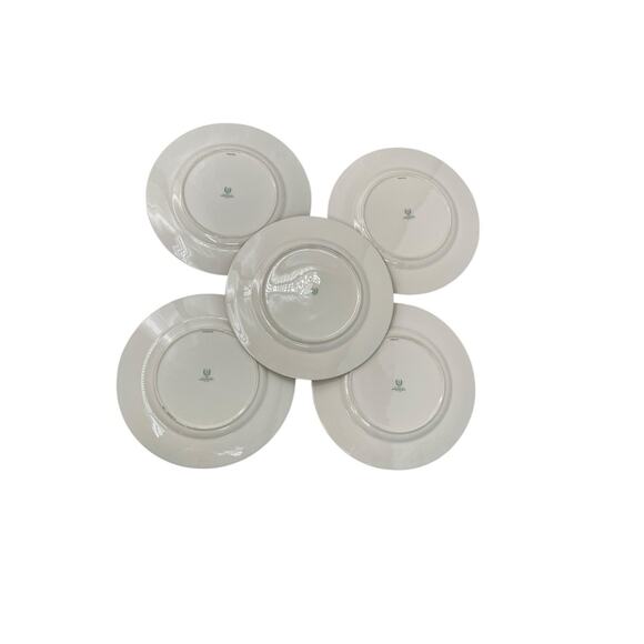 Set 5 Lenox Tuxedo Dinner Plates Gold Rim J-33 Ovington Bros Green Backstamp - Picture 7 of 16